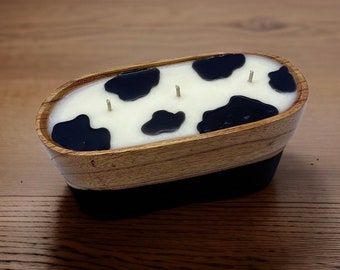 Cow Candle | Farmhouse | Wooden Bowl