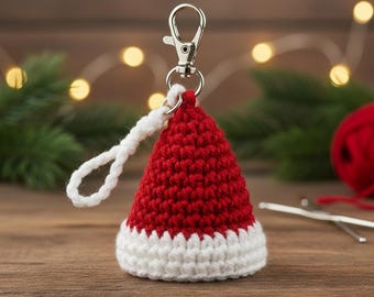 Crochet Santa Hat Keychain Pattern
