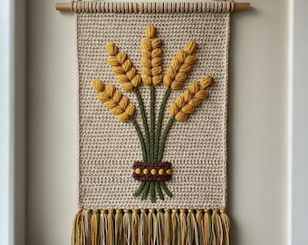 Textured Wheat Sheaf Tapestry Wall Hanging  Crochet Pattern