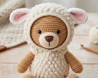 Teddy Bear in Lamb Hoodie Crochet Pattern