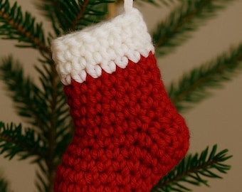 Mini Christmas Stocking Ornaments Crochet Pattern