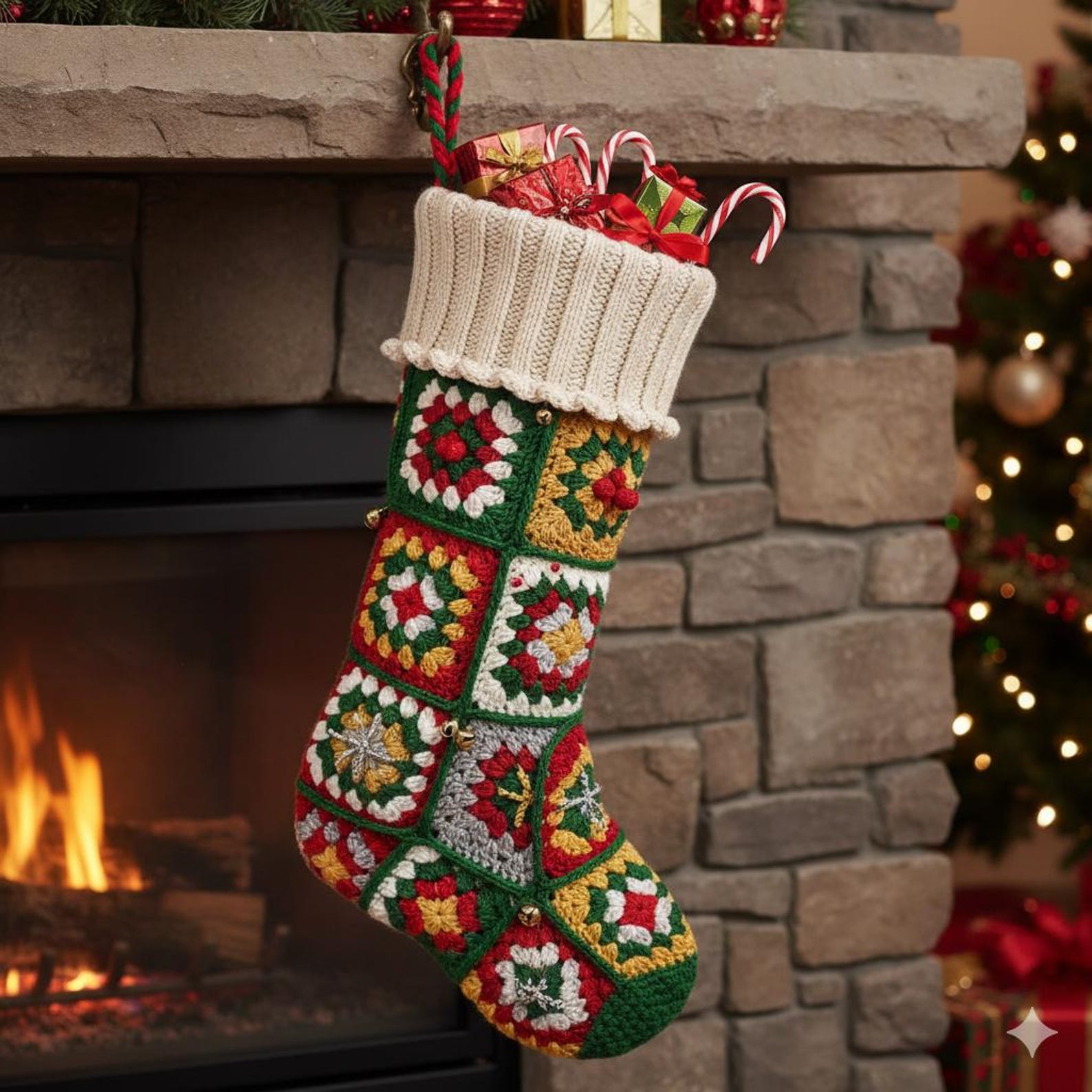 Granny Square Christmas Stocking