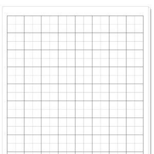 May include: A white sheet of paper featuring a grid pattern of evenly spaced black lines, forming a series of squares. The grid covers the entire surface, with a white border.
