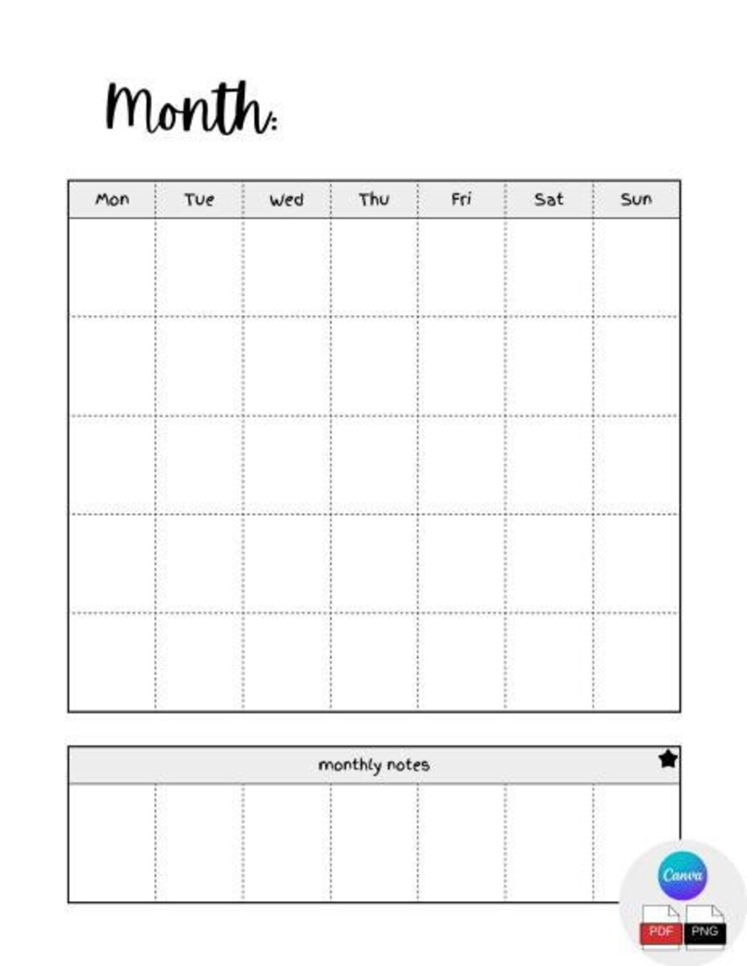 EDITABLE Blank Calendar Template 2024 2025 Printable 8.5 11 In Etsy