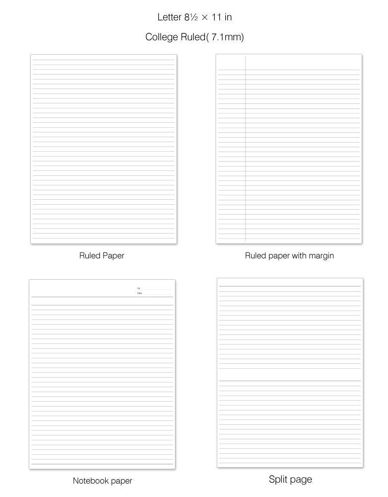 Rules Layout Paper Printable Ruled Paper Templates: Letter Size, College Rule (PDF, PNG ...