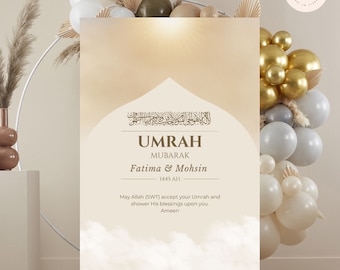 Personalised Umrah Mubarak Sign | Hajj Mubarak | Umrah Decoration | Umrah Banner | Umrah Gift | Digital Download
