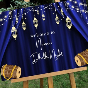 Dholki Welcome Sign | Mehndi Welcome Sign | Sangeet Welcome Sign | Jago Welcome Sign | Personalised Welcome Board | Qawali Night