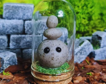 Rockling Pet Jar: Stacking Stone Desk Buddy in Glass Dome - Jarling™