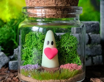 Jarling™: Handmade Ghost in a Jar - Glowing Spooky Desk Buddy Halloween Decor Adopt a Ghost Pet Ghost