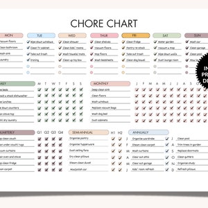 ADHD Chore Chart | Cleaning Checklist | Cleaning Schedule | Cleaning Planner| ADHD Planner | Aduly CHore Chart | Household Chores | PDF