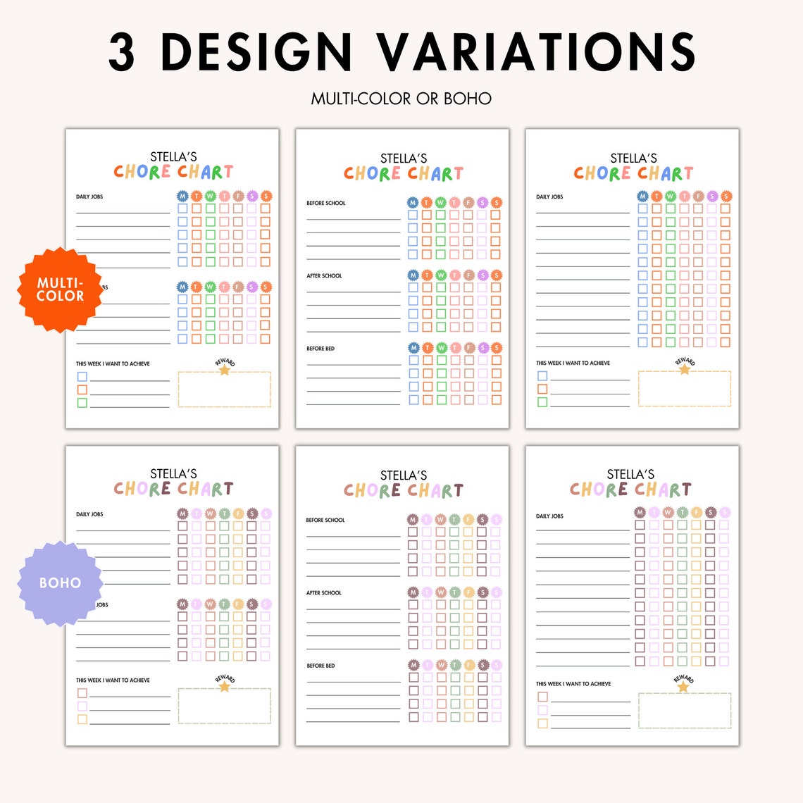 Kids Chore Chart Kids Responsibility Chart Kids Routine Chart Kids