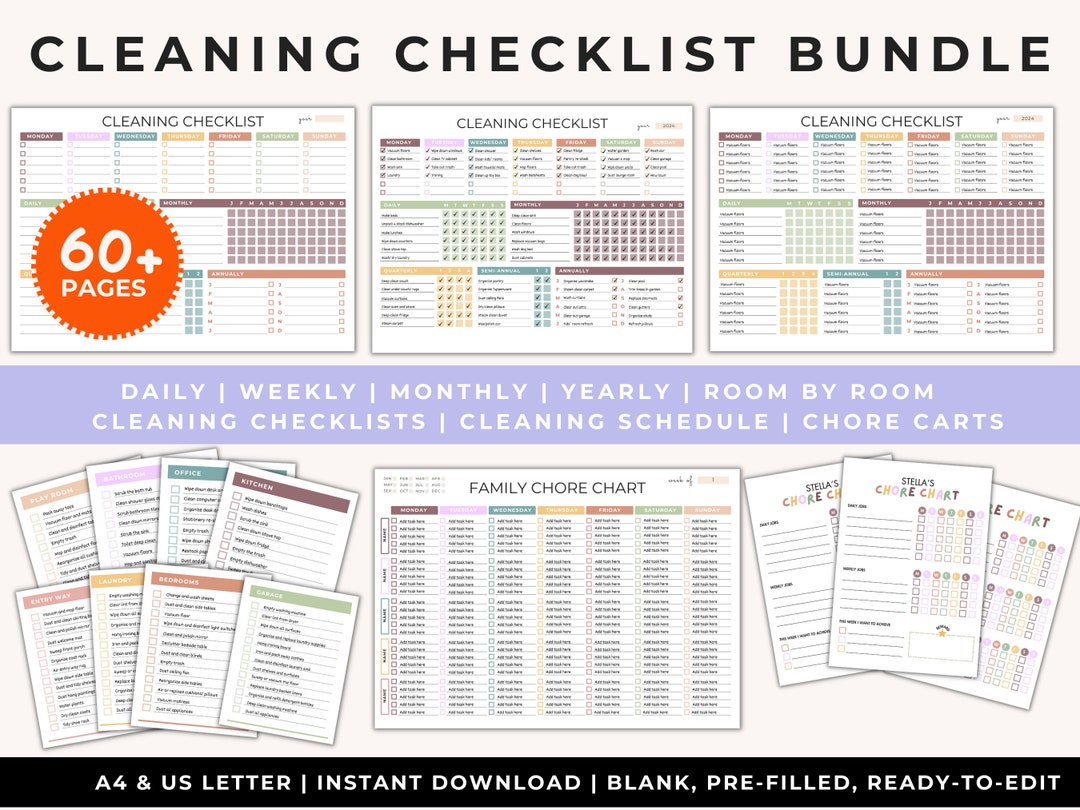 Cleaning Checklist | Family Chore Chart | Cleaning Planner | ADHD ...