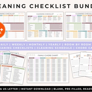 Cleaning Checklist | Family Chore Chart | Cleaning Planner | ADHD Cleaning | Cleaning Checklist | Kids Chore Chart | Digital Download