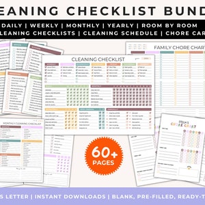 House Cleaning Checklist | Family Chore Chart | Cleaning Planner | ADHD Cleaning | Cleaning Checklist | Kids Chore Chart | Digital Download