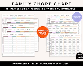 Editable Family Chore Chart | Weekly Cleaning Schedule (PDF)