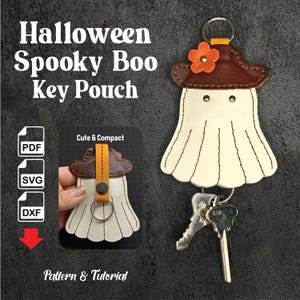 Spooky Boo Leather Sew Pattern Pdf, Ghost Howdy DIY Key Pocket, Halloween Cute Charms Pattern, Svg For Cricut,Dxf, PDF Tutorial