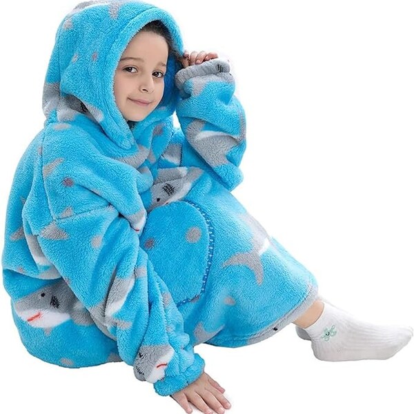 Children's Hoodie Blanket Cozy Kids Blanket Hoodie Warm Hooded Sweatshirt  Kids Oversized Oodie Fluffy Hoodie Fleece Blanket Hooded Blanket