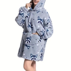Hoodie Blanket Women Hooded Sweatshirts Luminous Fleece Oversized Warm  Wearable Blanket with Sleeve Giant Bata Manta Mujer