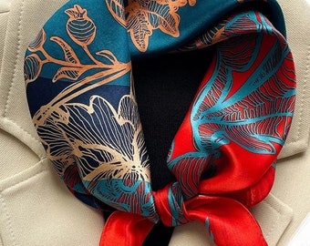 53cm Mulberry Silk Scarf Square Women's Scarf Mens Silk Scarf Bandana Headscarf Capry Blue Red Scarf Silk Head Scarf Small Scarf Scrunchie