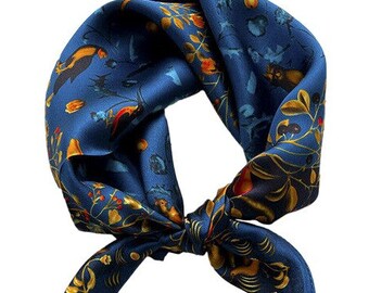 53 cm 21 pouces Foulard en soie de mûrier à imprimé floral pour femmes et hommes Foulard en soie Foulard pour cheveux en soie Bandana en soie Petit foulard en soie