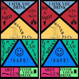 Drinking Game I Sink You Drink Cornhole Wraps Decals - Laminated or Unlaminated Vinyl