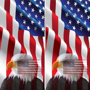 Waving American Flag Bald Eagle Cornhole Wraps Decals - Laminated or Unlaminated Vinyl