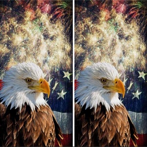 Bald Eagle Fireworks Cornhole Wraps Decals - Laminated or Unlaminated Vinyl