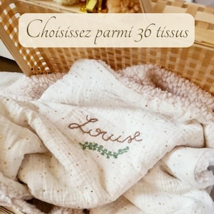 Large soft and warm baby blanket embroidered by hand personalized