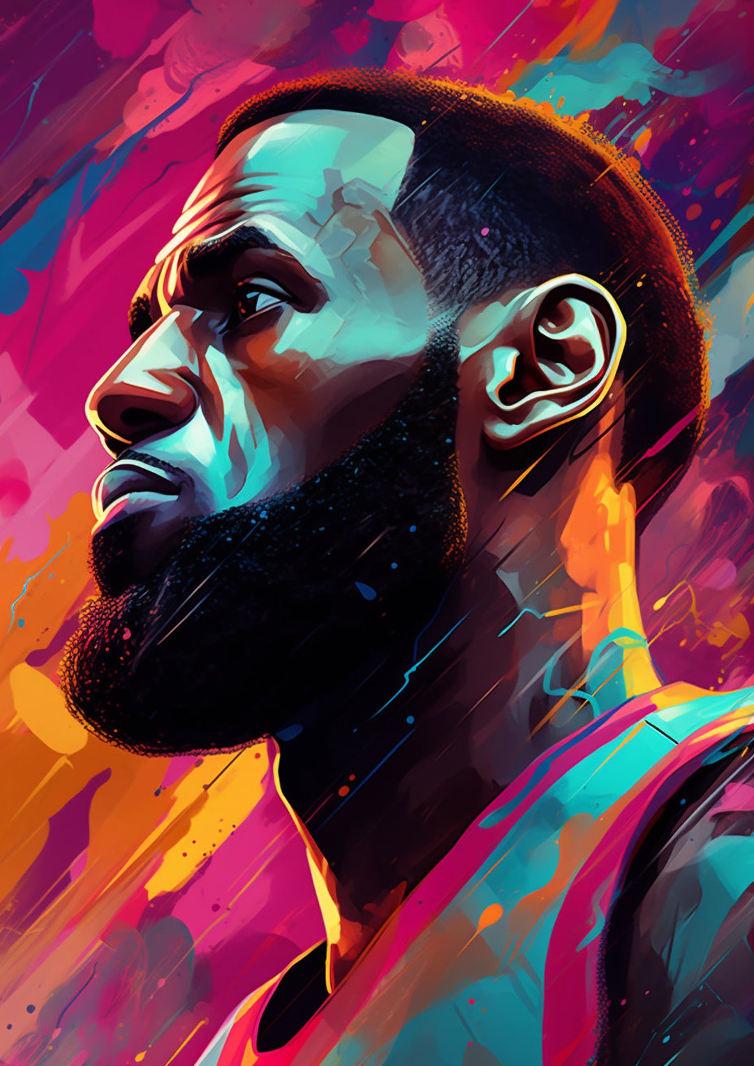Lebron James Color Blast Retro Water Color Art Digital Art (12