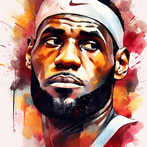 LeBron James Color Blast Water Color Digital Art (10) Images PNG File