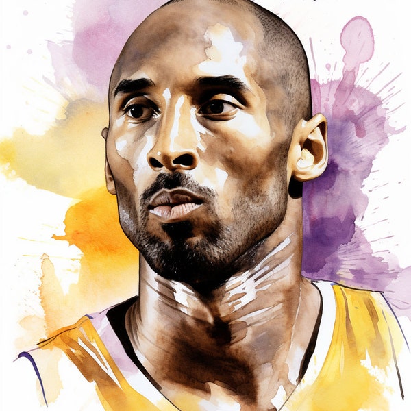 Kobe Bryant Color Blast Water Color Digital Art (10) Images PNG File