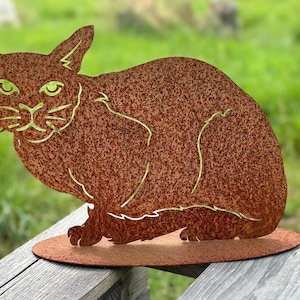 Noble rust cat lying 27 x 37 cm on plate garden decoration rust metal rust figure weatherproof cat figure kitten gift rusty decoration