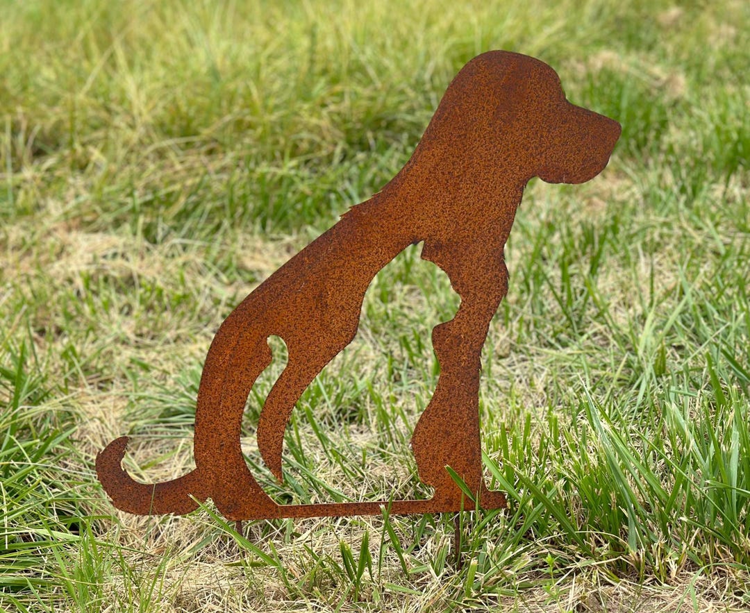 Noble Rust Dog With Cat 50 X 58 Cm Silhouette for Sticking Garden Stake ...