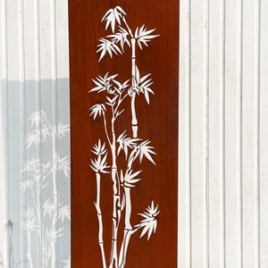 Patina privacy screen motif bamboo 165 x 50 cm for plugging garden stake garden decoration rust metal fence screen dandelion rusty decoration