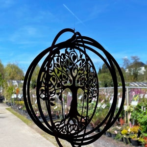 Edelrost Windspiel Lebensbaum 21.5cm filigran Rost Metall Hänger Spirale Baum Gartendeko Geschenk Bild 2