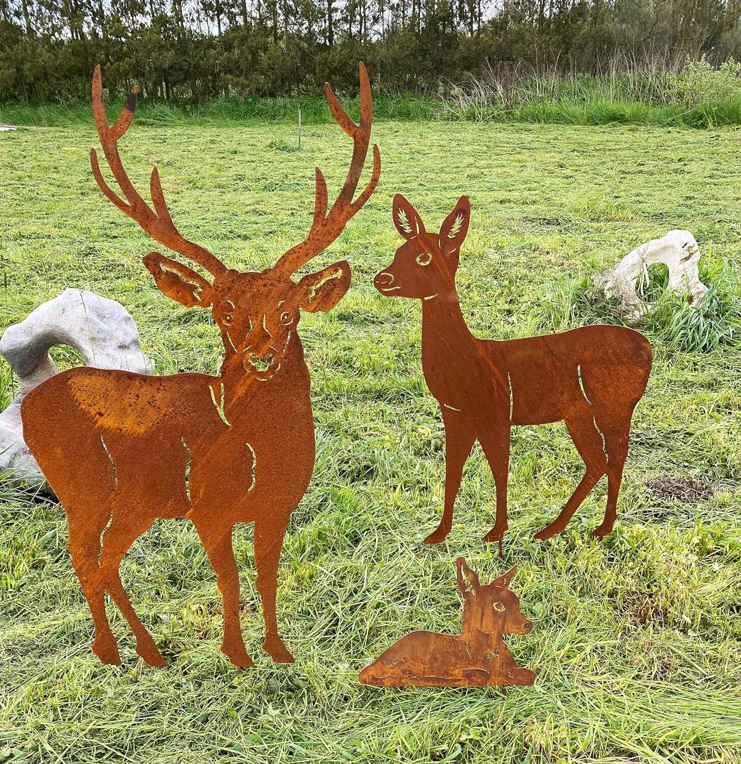 XXL Hirsch Aus Edelrost – Gartendeko 150 Cm | Rostfigur Für Draußen