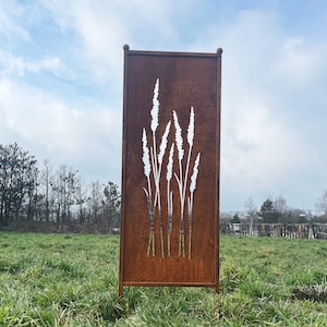 Patina privacyscherm grasmotief 116 x 33 cm / 162 x 53 cm voor het inpluggen van tuinpaal tuindecoratie roest metalen hek scherm gras afbeelding 2