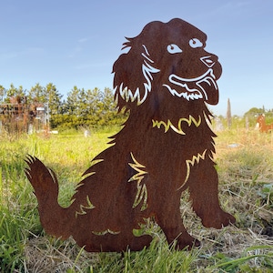 Noble rust dog with tongue 50 x 45 cm for sticking garden stake garden decoration rust metal rust figure weatherproof dog figure gift rusty decoration