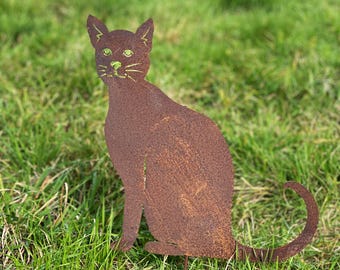 Süße Katze Aus Metall Als Kantenhocker – Edelrost-Optik, Handgefertigt Für Garten Oder Fensterbank