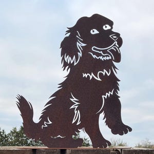 Noble rust dog with tongue 50 x 45 cm on plate garden decoration rust metal rust figure weatherproof dog figure animal figure gift rusty decoration