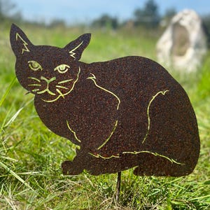 Noble rust cat lying 27 x 37 cm for plugging garden stake garden decoration rust metal rust figure weatherproof metal figure cat figure rusty decoration