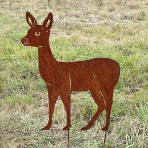 Noble rust deer standing 80 x 62 cm for plugging garden stake rust metal rust figure garden figure fawn deer stag rusty garden decoration autumn