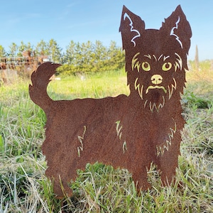 Noble rust dog terrier standing 36 x 31 cm for sticking garden stake garden decoration rust metal rust figure weatherproof dog figure gift rusty decoration
