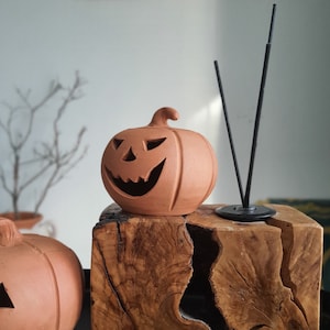 Terra-cotta Pumpkin, Halloween Decor, lantern,Pumpkin Candle Holder,Jack O Lantern,Pumpkins Table Decor,Terracotta pottery, farmhouse style