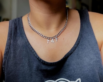 Edelstahl T4T Silber Panzerkette trans queer Liebe Halskette Geschenk für sie