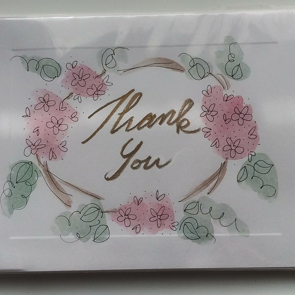 Floral Thank You Cards (Set of 4) w/Inscription