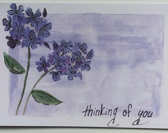 Thinking of You Greeting Card Purple Floral