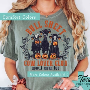 Halloween Cow Shirt - Comfort Colors® t-shirt - Bull Sheet Spooky Cow Shirt -  Fall Western Shirt - Pumpkin Cow Shirt - oversized t-shirt