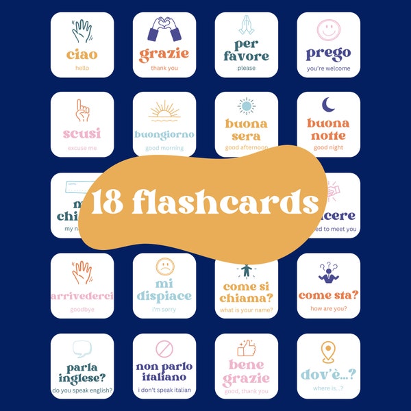 Italian Language Flashcards for Travel (Kids / Beginners)