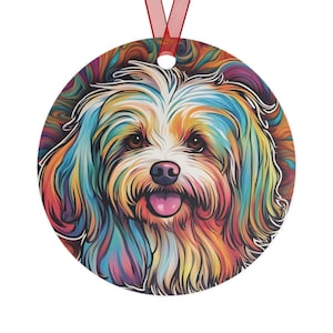 Havanese Metal Ornament | Psychedelic Ornament | Cute Christmas Ornament | Havanese Lover Gift | Holiday Gift | Dog Mom Gift | Havanese Art
